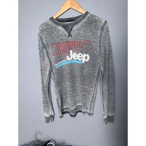 Jedco Jeep‎ Mens Small Gray Acid Wash Waffle Knit Thermal Long Sleeve Shirt